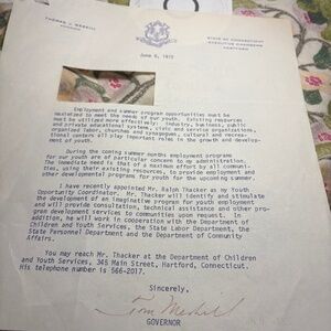 Thomas Meskill 1972 Vintage Signed Autograph Letter | Governor of Connecticut